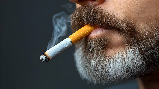 Close-up Realistic Image Smoking Man - Powered by Adobe