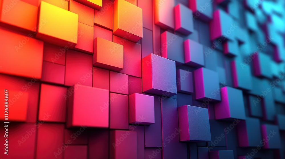 Poster background design abstract geometric blocks 3d rende