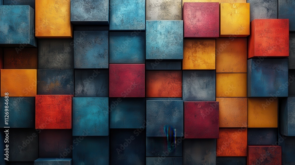 Poster background design abstract geometric blocks 3d rende