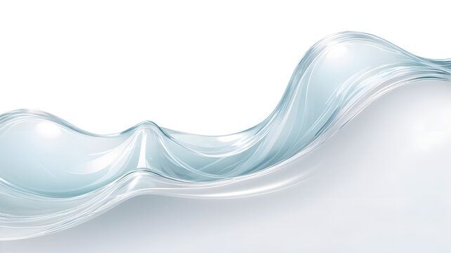 Liquid Serenity: An abstract wave of translucent water, evoking purity, calmness, and fluidity.  The image's delicate curves create a sense of effortless movement and tranquility.