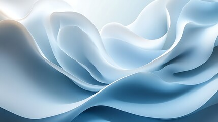 Obraz premium Abstract light blue waves flowing smoothly, creating a serene and elegant background.