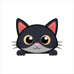 Cute cat peeking cartoon vector illustration white background