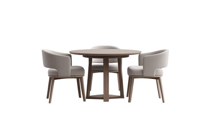 a round dining table with chairs isolated on a transparent background