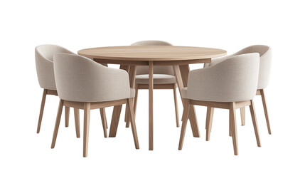 a round dining table with chairs isolated on a transparent background