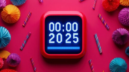Colorful Countdown Timer Displaying Zero Minutes and Twenty-Five Seconds Surrounded