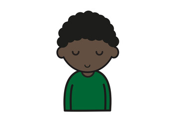 目を閉じる黒人の男の子