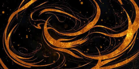 Fototapeta premium Abstract Golden Swirls on a Dark Background A Luxurious Design Element
