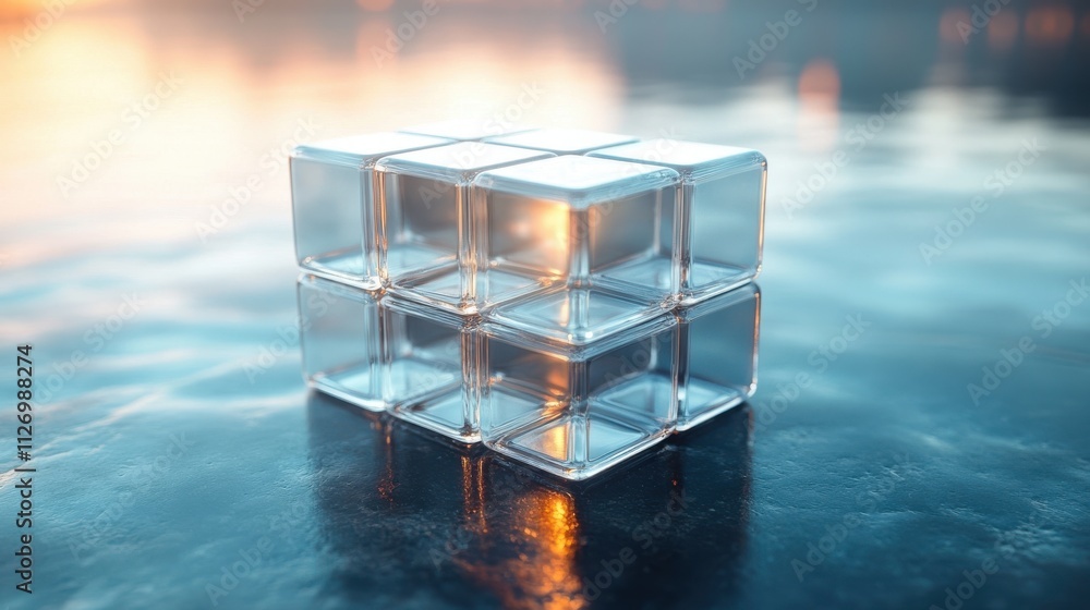 Poster cube shape 3d rende