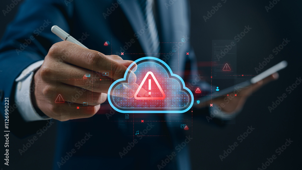 Leinwandbilder cloud security alert interface in action: business use of data protection technology to manage threa