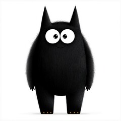 Fototapeta premium [Black cartoon dog standing upright on two legs] Adorable Cartoon Dog Standing Upright on Two Legs Walking Forward with Perked Up Ears in Happy Stylized Pet Portrait