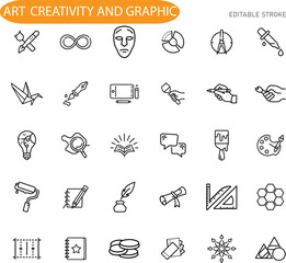 Art Creativity Graphic Design Icons Editable Stroke Line Art