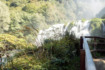 Wonderful Natural Sceneries of The Marmore Falls (Cascata delle Marmore) in Umbria, Terni Province,...