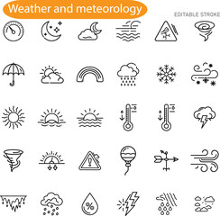 Weather Icons Meteorology Symbols, Climate, Forecasts, and Atmospheric Conditions