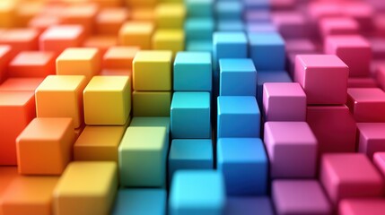 set of colorful cubes 3d rende