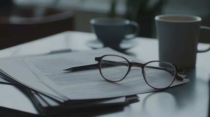 Fototapeta premium Stack of legal documents on wooden desk, symbolizing meticulous attention to detail and the importance of precision in legal matters.