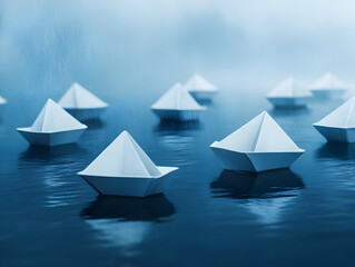 Rainy Day Paper Boats Illustration