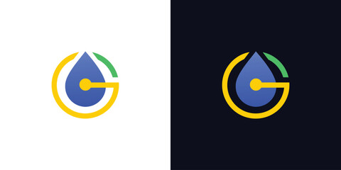 G logo design with unique and modern water droplets
