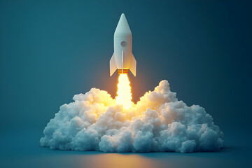 Obraz premium 3D Rocket Launch Illustration