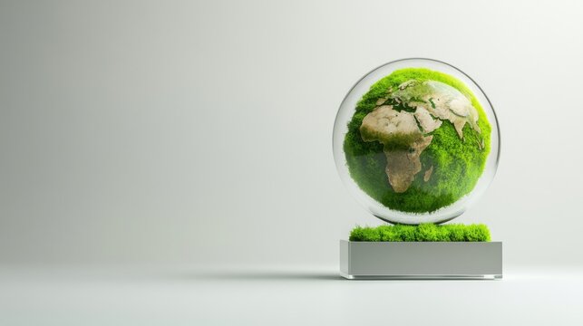 [Virtual gatherings collaboration conferencing meetings] Minimalist Globe on Gray Background Environmental Awareness Concept