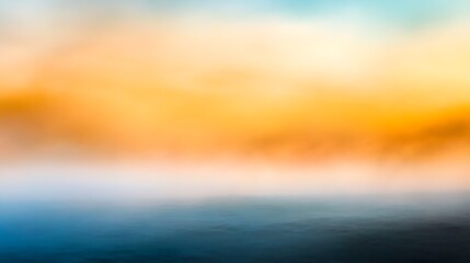 Naklejka premium Misty Sunrise Over Calm Water Surface