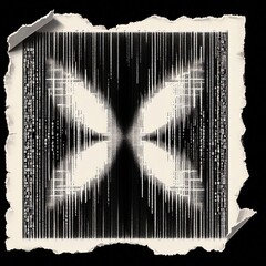 Pixelated Torn Edges White paper with pixelated black matrix cod