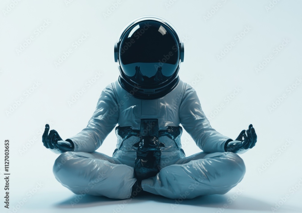 Canvas Prints a serene astronaut meditating in a minimalist environment.