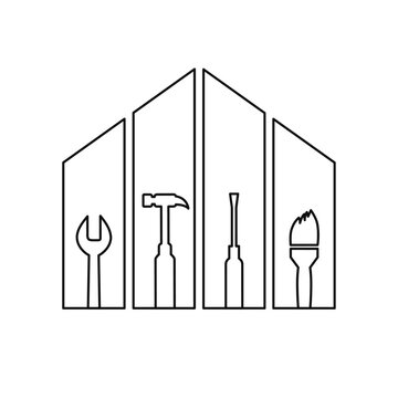 tools inside house outline clip art preview