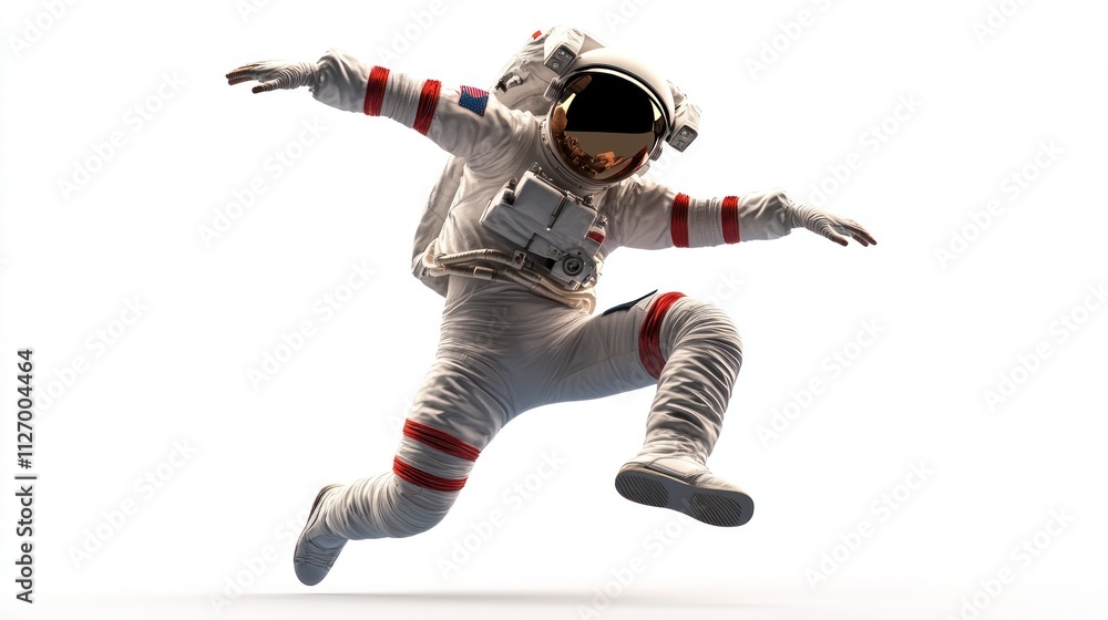 Poster an astronaut in a dynamic pose, showcasing space exploration and adventure.