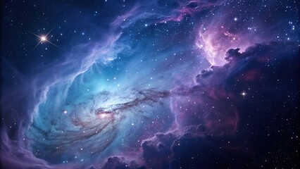 Obraz premium Swirling clouds of blue and purple hues against a backdrop of endless space, space, vastness, infinite, nebula, cosmos