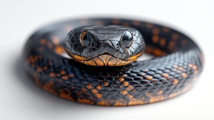 Obraz premium Isolated Black Snake with Orange Patterns. Generative AI