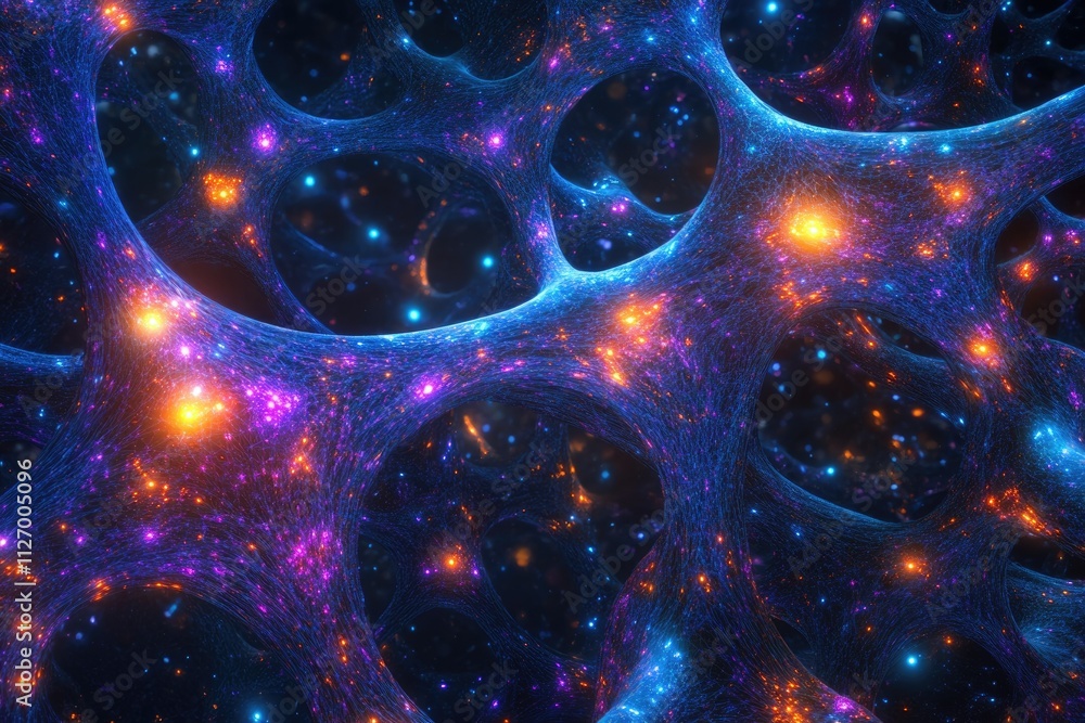 Aufkleber abstract representation of a neural network or cosmic web, glowing with vibrant energy and interconn