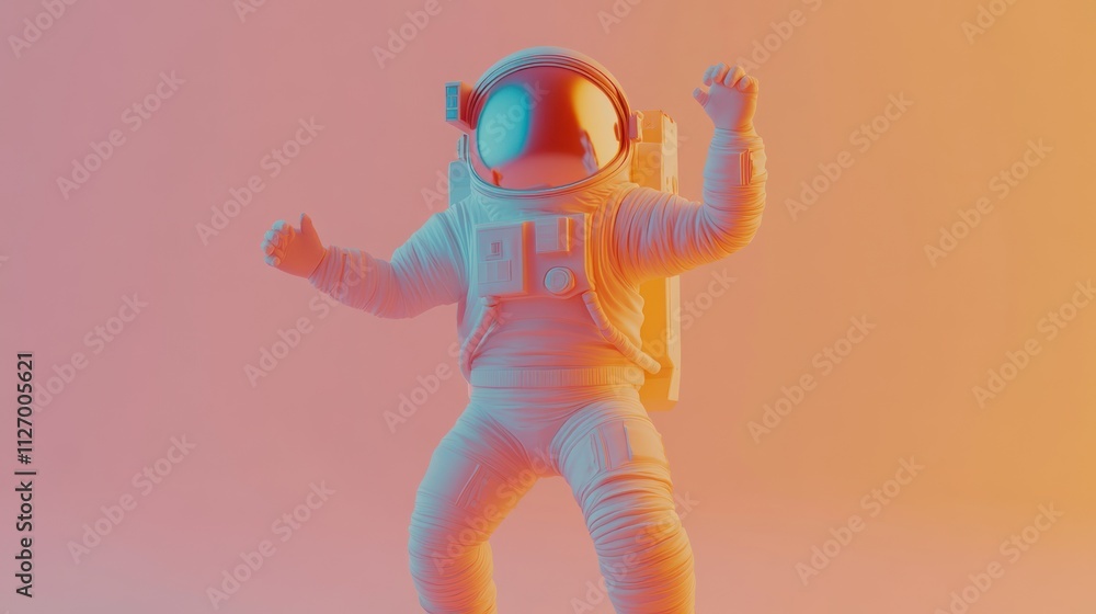 Canvas Prints a stylized astronaut figure in a vibrant gradient background, showcasing space exploration themes.