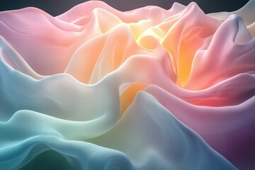 Obraz premium Abstract pastel fabric swirls, creating a soft, dreamy, and colorful texture.