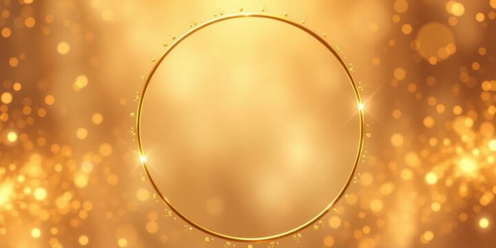 Elegant Golden Circle Frame on a Shimmering Background Perfect for Luxury Branding