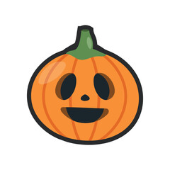 pumpkin head with outline in flat vector design.