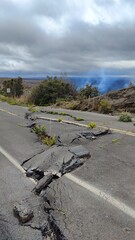 The black coastal landscapes and lava beaches from the active volcanoes on the big island of...