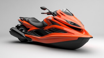 Isolated Orange Jet Ski. Generative AI