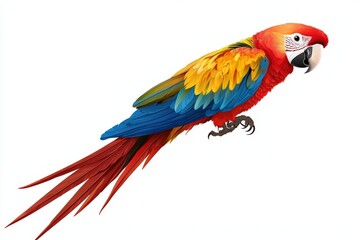 Obraz premium Vibrant Scarlet Macaw in Flight with Brilliant Feathers and Colorful Plumage
