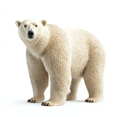Fototapeta premium A realistic depiction of a polar bear standing, showcasing its distinct white fur and robust physique against a plain background.