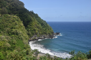 The dramatic and stunning lush green coastal landscapes of Maui Island, Hawaii