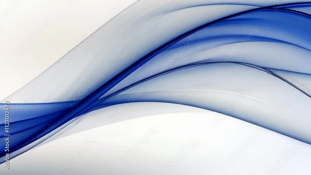 Aufkleber abstract blue waves flowing smoothly across a minimalist white background creating a serene and mode