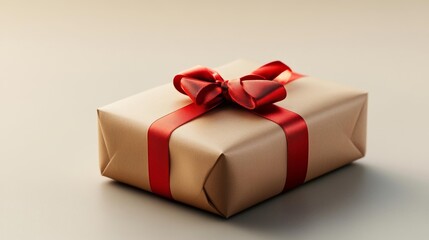 Obraz premium Elegant Gift with Red Ribbon. Generative AI