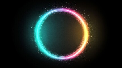 Fototapeta premium Rainbow Ring Abstract Composition with Glowing Orb and Sparkles, Abstract Background, vibrant colors Abstract art, digital art