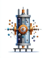 Naklejka premium Industrial Engineering Component with Gears, Valves, and Colorful Mechanical Elements