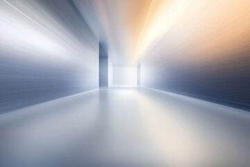 Obraz premium Abstract Corridor Motion Blur, Blue and Gold Gradient, Futuristic Space, Abstract Background, Digital Art Abstract, Background