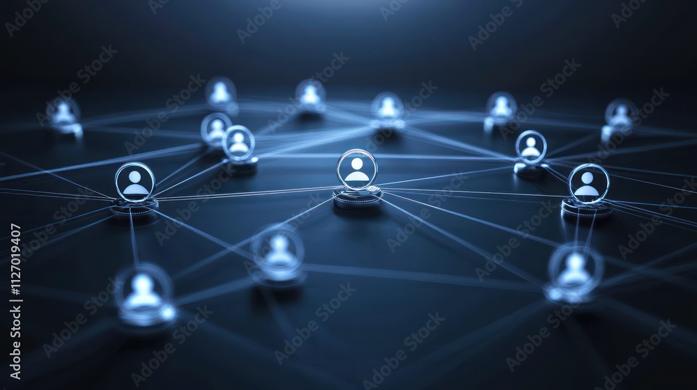 Aufkleber network of interconnected user icons in a digital space