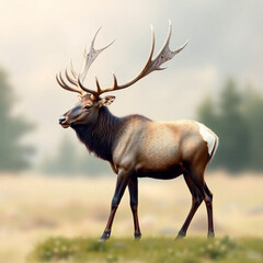 Obraz premium Elk side view full body isolate on transparency background PNG