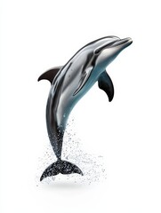 Obraz premium Dolphin Leaping Out of Water in a Bright and Cheerful Illustration Style