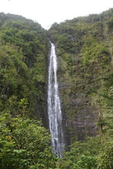 The stunning big wateralls running over the black lava rocks on Maui Island in Hawaii