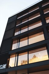 Fototapeta premium Modern Architectural Facade with Reflections of Nature